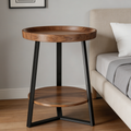 15.7" Brown Round End Table 2-Tier with Storage Shelf